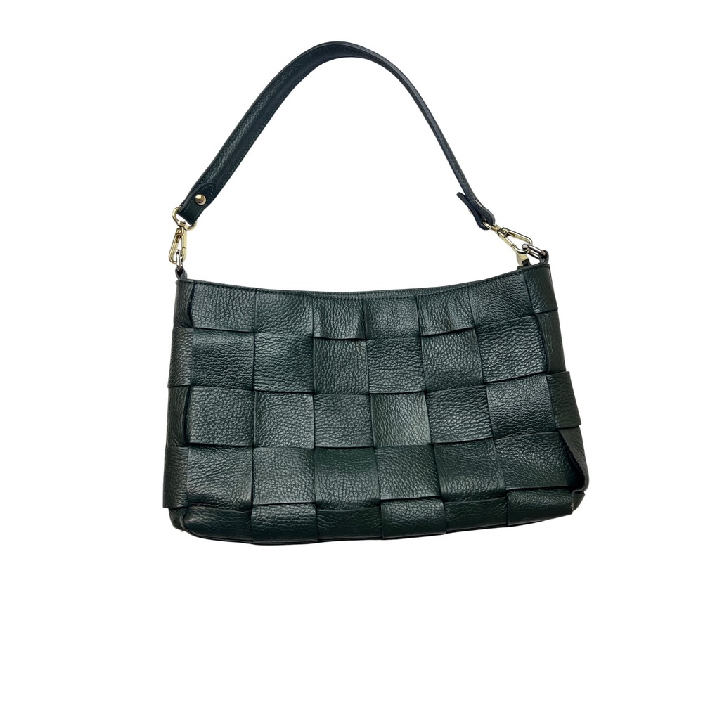 Anna Paola Shoulder Bag Women Medium Green Excellent Woven Leather Made in Italy